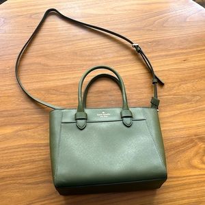 Kate spade olive green Melanie zipper satchel bag with strap